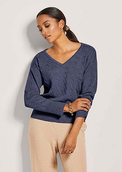 MADELEINE Strickpullover V-Pullover mit Zopfmuster günstig online kaufen