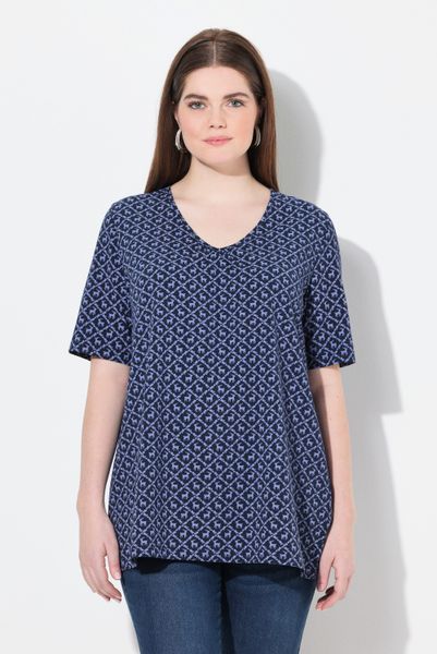Ulla Popken T-Shirt T-Shirt Trachtenmuster A-Linie günstig online kaufen