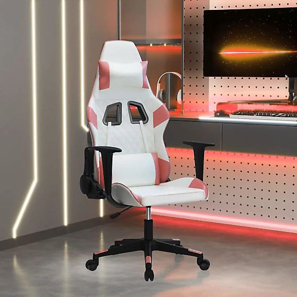 Vidaxl Gaming-stuhl Mit Massagefunktion Weiß Und Rosa Kunstleder günstig online kaufen