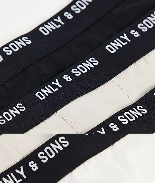 Only & Sons – 3er-Pack Unterhosen mit schwarzem Bund in verschiedenen Farbe günstig online kaufen