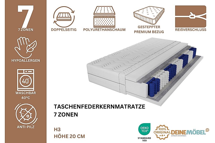 Taschenfederkernmatratze Taschenfederkern-Matratze 7 Zonen 20 cm günstig online kaufen