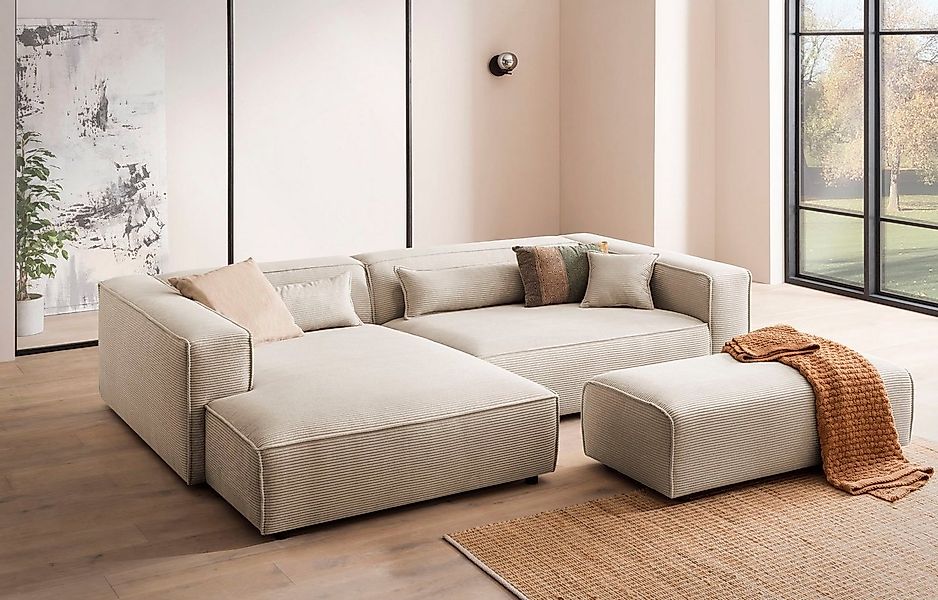 LeGer Home by Lena Gercke Ecksofa PIARA XXL, L-Form, Schlaffunktion, Cord, günstig online kaufen