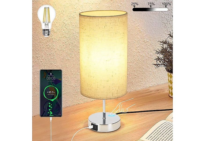 Nettlife Nachttischlampe Nachttischlampe touch dimmbar mit Ladefunktion USB günstig online kaufen