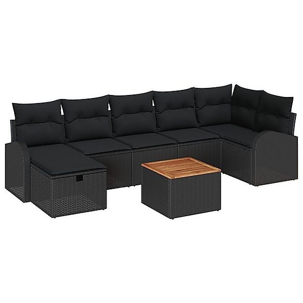 vidaXL Loungesofa 8-teiliges Garten-Sofa-Set mit Kissen Schwarz Poly-Rattan günstig online kaufen