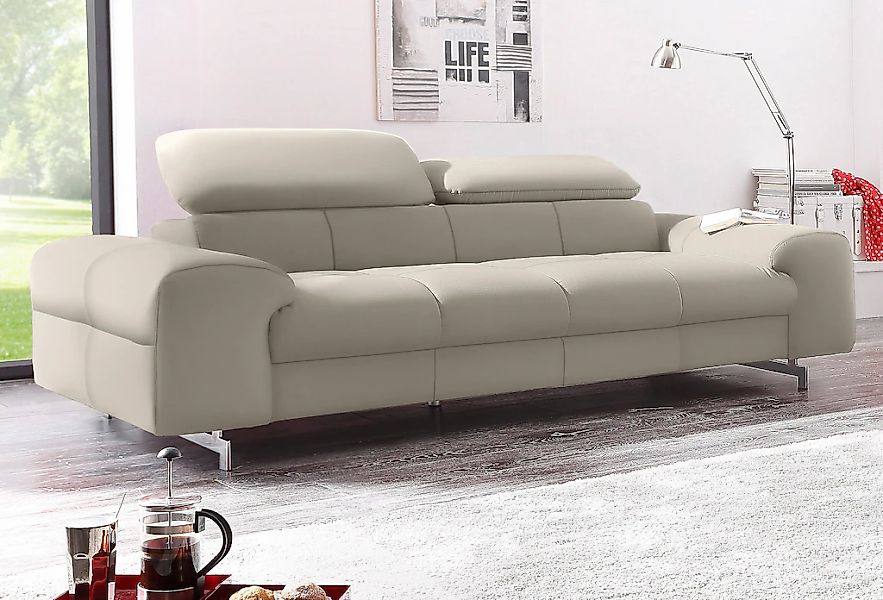 COTTA 3-Sitzer "Chef" Big-Sofa mit Kopfteilverstellung, edle Metallkufen günstig online kaufen