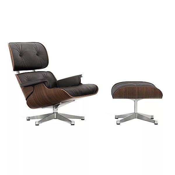 Vitra - Eames Lounge Chair Sessel & Ottoman - braun/Sitzfläche Leder Premiu günstig online kaufen
