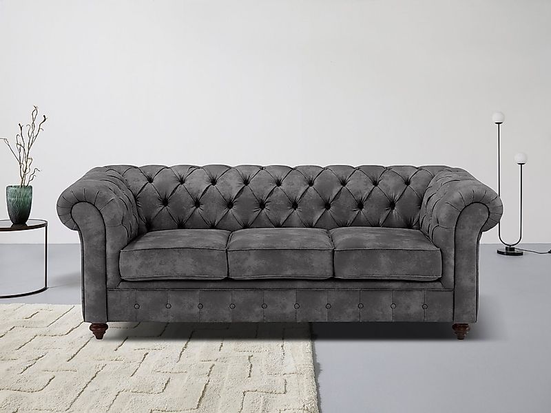 Home affaire Chesterfield-Sofa Chesterfield 3-Sitzer B/T/H: 198/89/74 cm, m günstig online kaufen