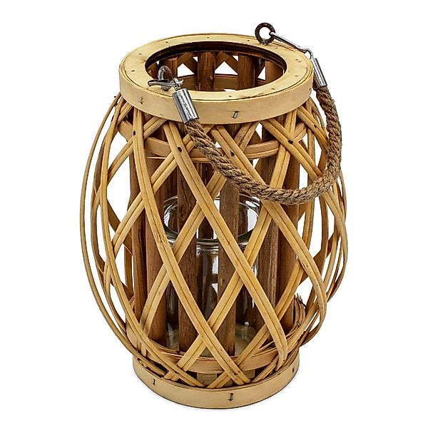 Spetebo Windlicht Holz Laterne mit Kerzenglas günstig online kaufen