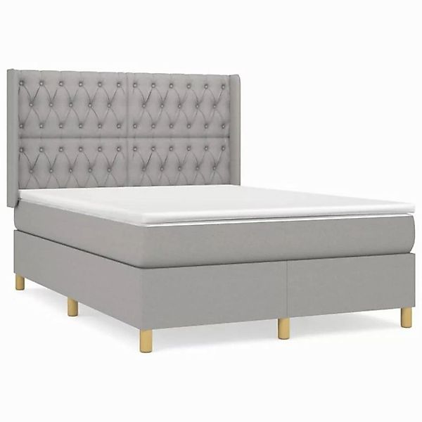 furnicato Bett Boxspringbett mit Matratze Hellgrau 140x200 cm Stoff (1-tlg) günstig online kaufen