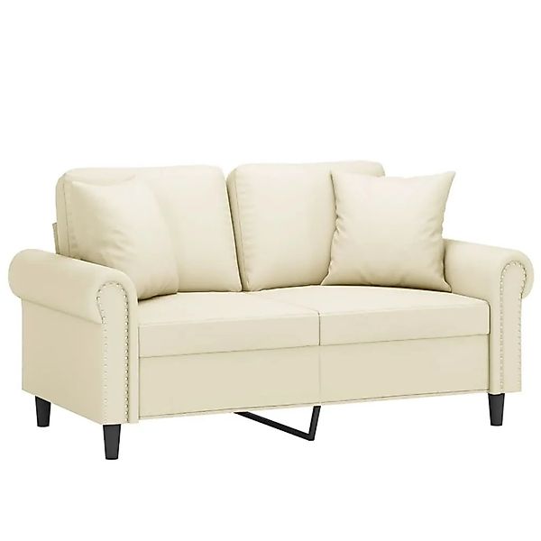 vidaXL 2-Sitzer-Sofa mit Zierkissen Creme 120 cm Kunstleder 3200926 günstig online kaufen