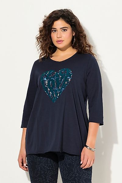 Ulla Popken T-Shirt Shirt Herzmotiv A-Linie günstig online kaufen