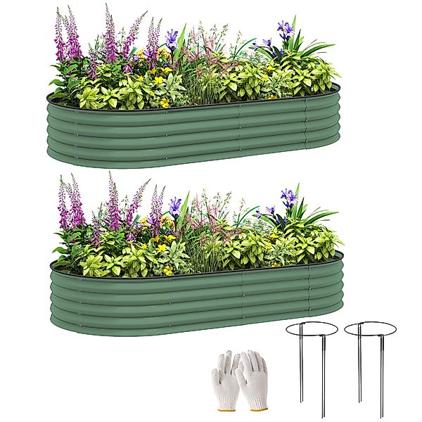 Outsunny Hochbeet 2er-Set, aus Stahl (Pflanzkasten, günstig online kaufen