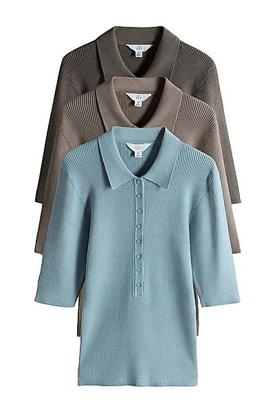 The Set Polokragenpullover The Set Gerippte Strick-Poloshirts, 3er-Pack (3- günstig online kaufen