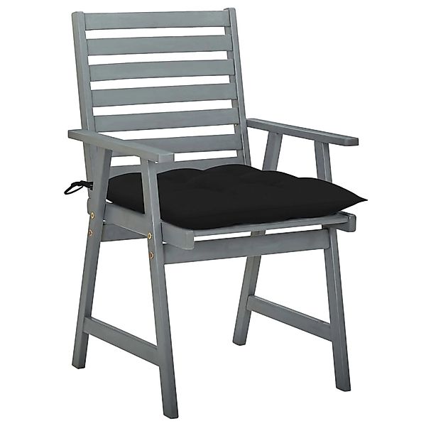 vidaXL Garten-Essstühle mit Kissen 3 Stk. Schwarz Akazie günstig online kaufen