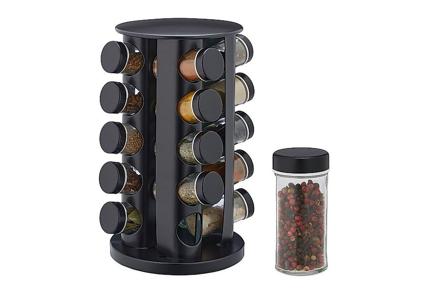 relaxdays Gewürzregal Gewürzkarussell mit 20 Gläsern günstig online kaufen