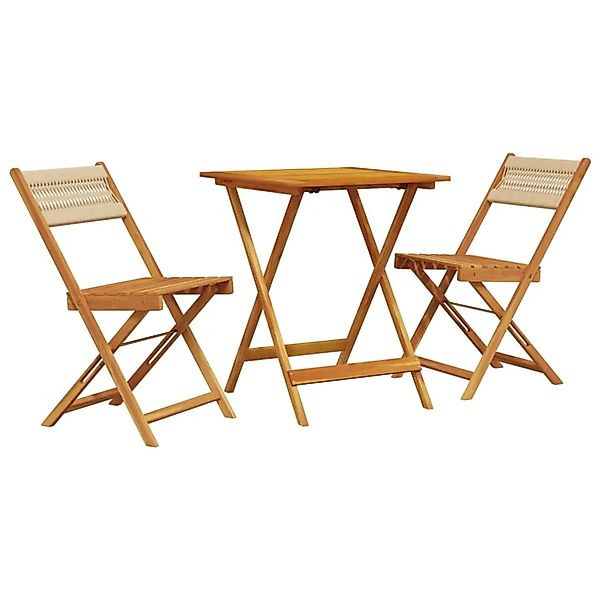 vidaXL 3-tlg Bistro-Set Beige Polypropylen und Massivholz Modell 7 günstig online kaufen