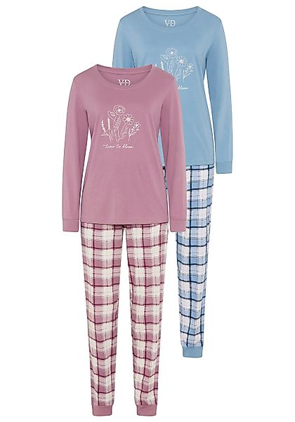 Vivance Dreams Pyjama, (Set, 2 Stück), Elastische Rippbündchen günstig online kaufen