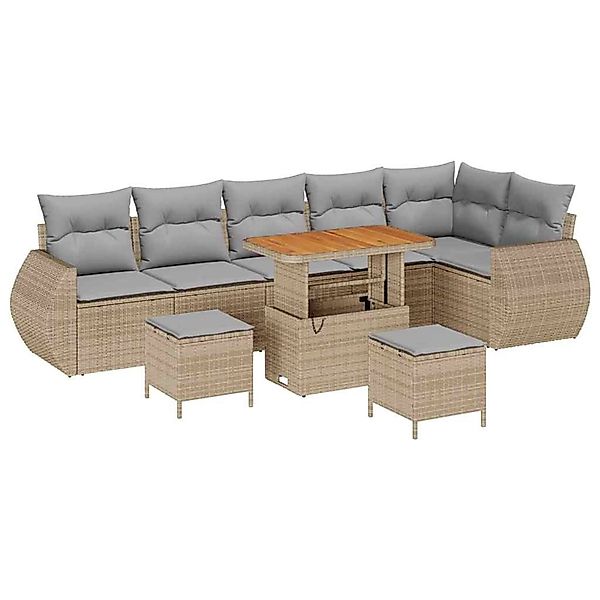 vidaXL Garten-Sofa-Set 9-Tlg Beige Poly Rattan 3361897 günstig online kaufen