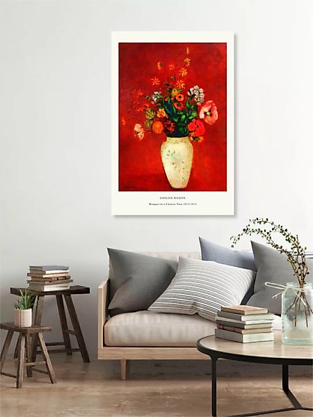 Poster / Leinwandbild - Odilon Redon Ausstellungsposter - Blumenbouquet In günstig online kaufen