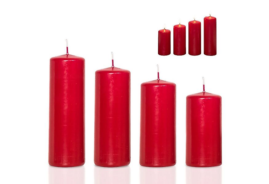 Candelo Stumpenkerze Stumpenkerzen Bordeaux 4er Set – Weihnachtskerzen 12–1 günstig online kaufen