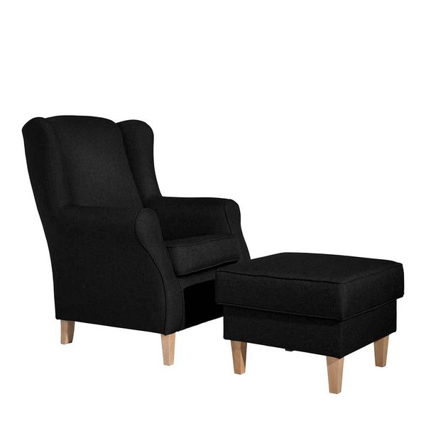 Wohnzimmer Sessel in Schwarz und Buchefarben auch mit Hocker bestellbar günstig online kaufen