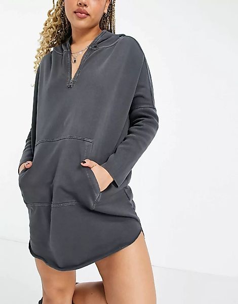 AllSaints – Xonda – Oversized-Kapuzenpulloverkleid in Grau günstig online kaufen