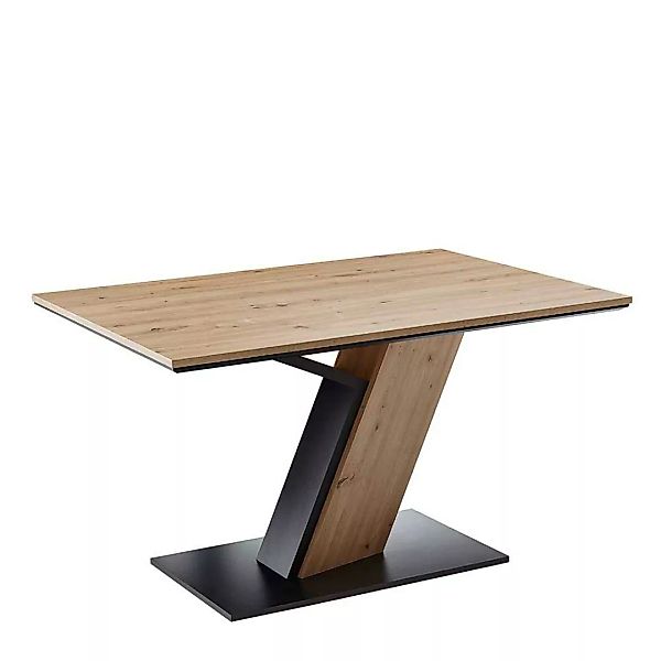 Moderner Esszimmer Tisch in Wildeichefarben Säulengestell günstig online kaufen