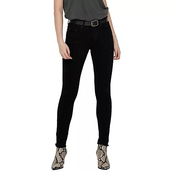 Only Damen Jeans onlBLUSH MID SK ANK RAWJNS REA2343 - Skinny Fit - Schwarz günstig online kaufen