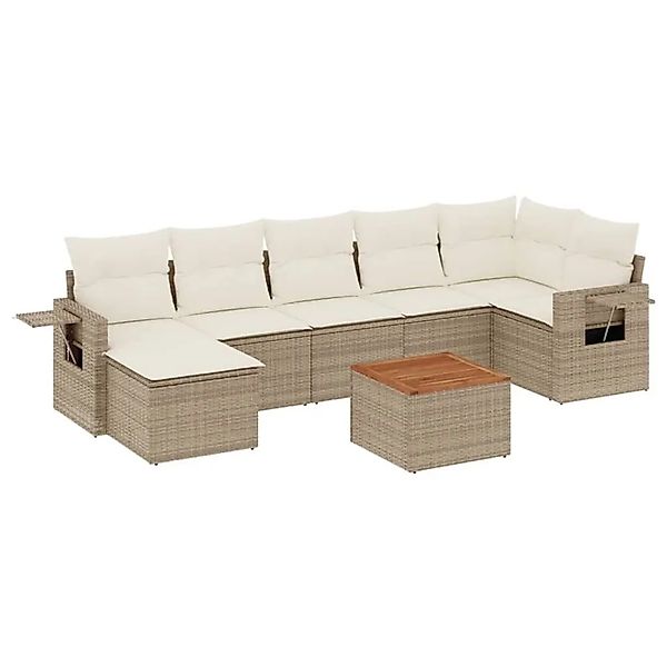 vidaXL 8-Tlg Garten-Sofagarnitur mit Kissen Beige Poly Rattan 3224672 günstig online kaufen
