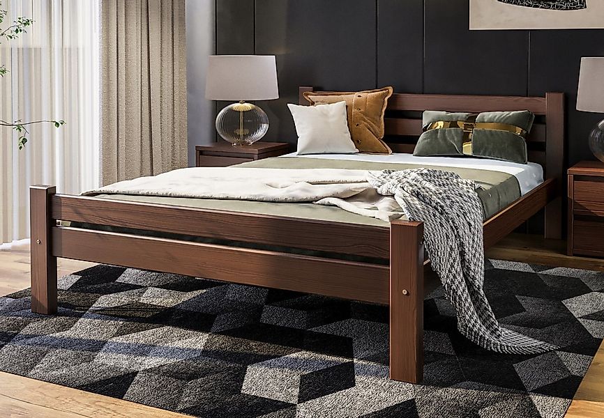Home Collective Bettgestell Massivholzbett, Einzelbett mit dicken Beinen & günstig online kaufen