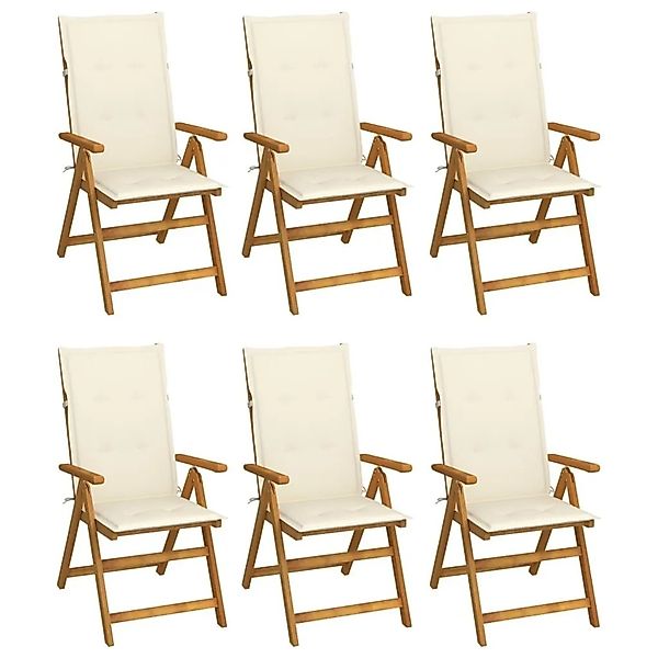 vidaXL Klappbare Gartenstühle 6 Stk mit Auflagen Massivholz Akazie 3064121 günstig online kaufen