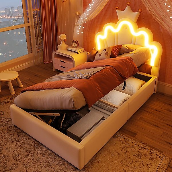 Ulife Polsterbett Kinderbett mit LED-Beleuchtung, hydraulischem günstig online kaufen