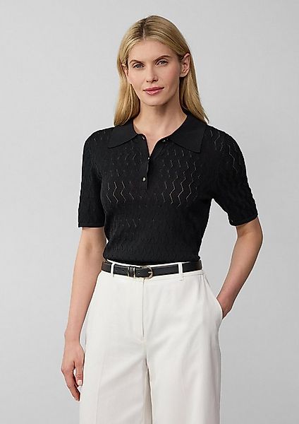 s.Oliver Kurzarmpullover Strickpullover Kurzärmeliges Poloshirt aus Ajourst günstig online kaufen