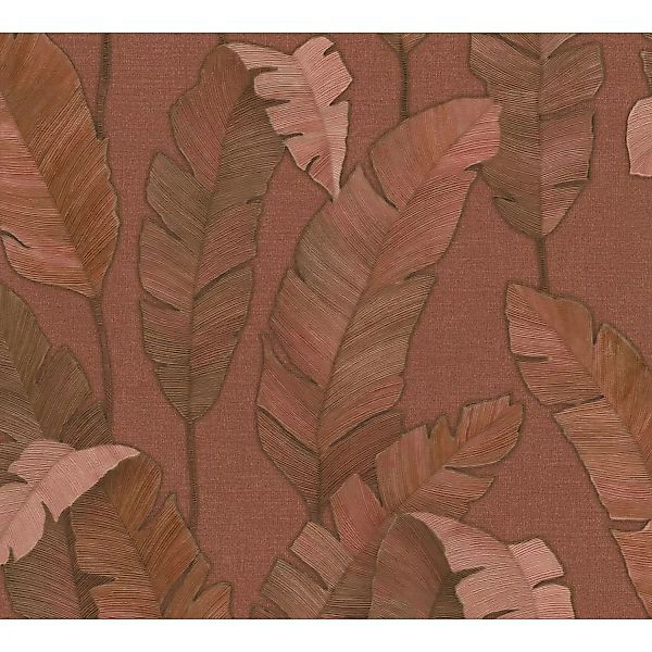 AS-Creation Vliestapete Blätter Floral Leicht Glänzend Strukturiert Rotbrau günstig online kaufen