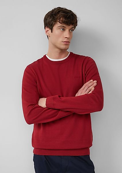 s.Oliver Strickpullover Baumwollpullover mit Logo-Stickerei Logo günstig online kaufen
