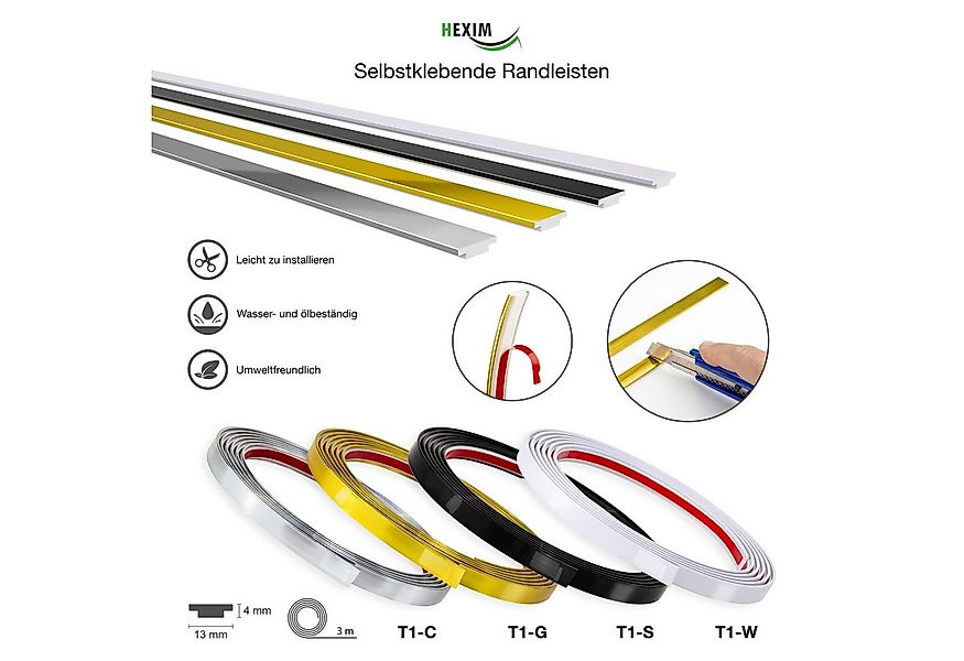 Hexim Zierleiste T1-S, 3M Randleiste - Modell T1, Selbstklebende Zierleiste günstig online kaufen