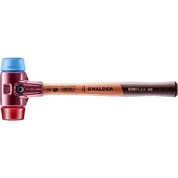Halder Simplex Schonhammer Ø 40 mm TPE-soft Blau   Plastik Rot mit Tempergu günstig online kaufen