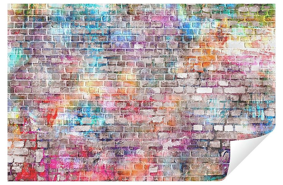 Wallarena Fototapete Kinderzimmer Jungen Mädchen Farbiger Ziegelstein Tapet günstig online kaufen