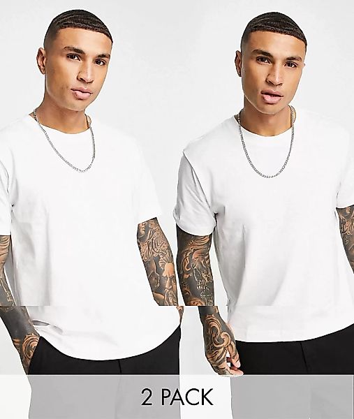 Weekday – Locker geschnittenes T-Shirt in Weiß, 2er-Pack günstig online kaufen