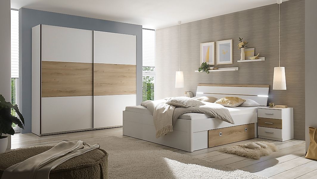Schlafkontor Schlafzimmer-Set Kiara Kleiderschrank, Bett, Nachtkommoden, günstig online kaufen