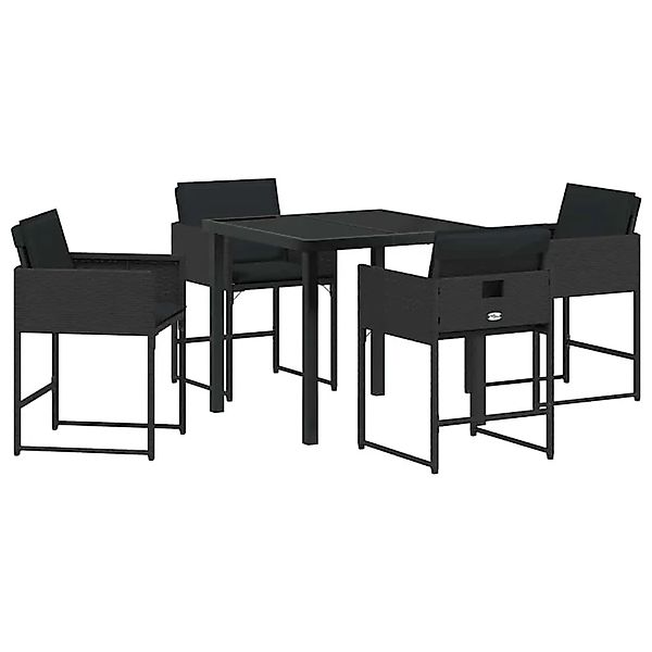 vidaXL Garten Essgruppe 5-Tlg Schwarz Poly-Rattan 3380717 günstig online kaufen