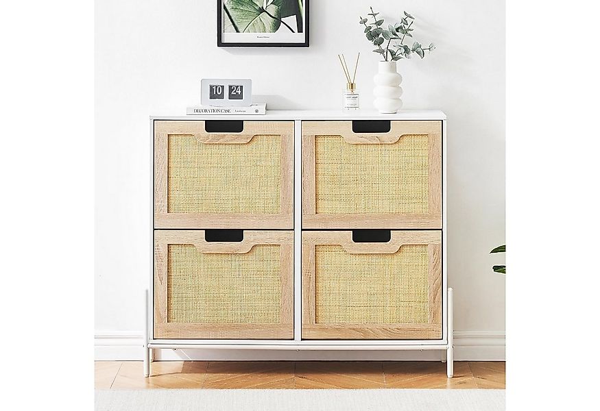 GarveeMore Schuhschrank Schuhkipper Schuhkommode mit 4 Klappen mit 8 Einste günstig online kaufen