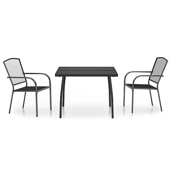 vidaXL Garten-Essgruppe 3-tlg. Garten-Essgruppe Anthrazit Stahl, günstig online kaufen