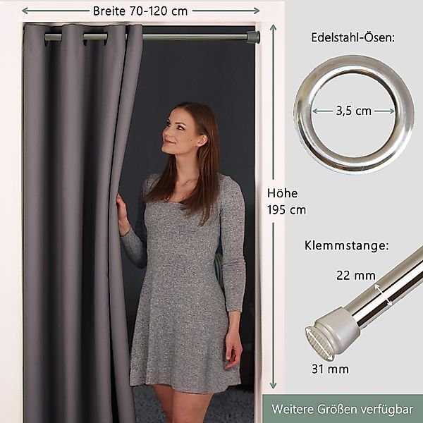 tinycurtains Türvorhang mit Stange silber 70-120 günstig online kaufen