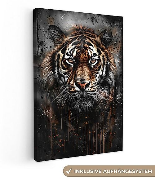 OneMillionCanvasses® Leinwandbild Tiger - Tiere - Porträt - Luxus - Schwarz günstig online kaufen