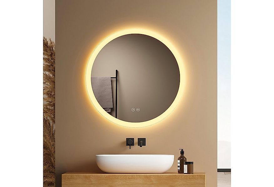 EMKE Badspiegel Rahmen mattiert mit Beleuchtung Antibeschlag (Modell R1, Φ günstig online kaufen