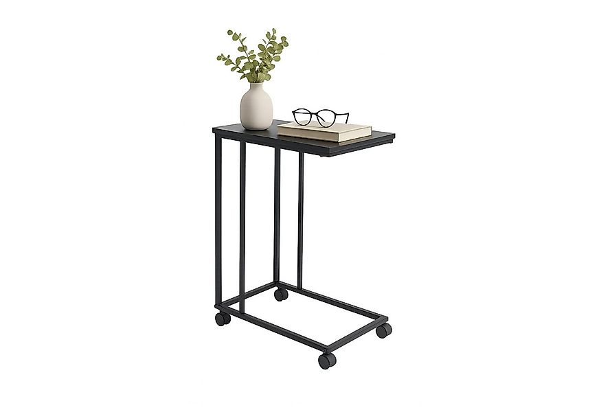 relaxdays Beistelltisch mit Rollen C Form, schwarz günstig online kaufen