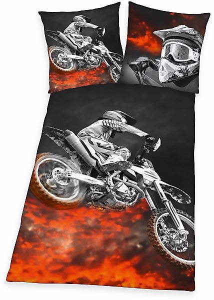 Herding Young Collection Jugendbettwäsche "Motorcross" 2 Stk. mit Motocross günstig online kaufen