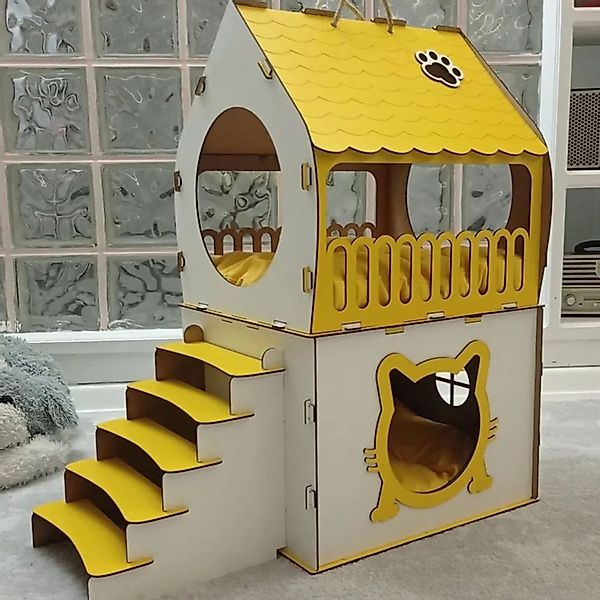 Jungengel Katzenliege 2-stöckiges Katzenhaus mit Treppe günstig online kaufen