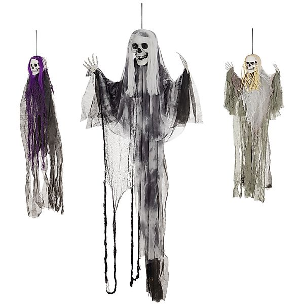 HOMCOM 3er-Set Halloween Dekoration 90/110/200cm Hängendes Skelett mit vers günstig online kaufen